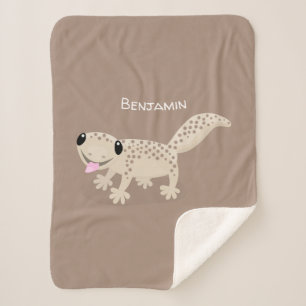Cute spotted tan gecko cartoon illustration sherpa deken