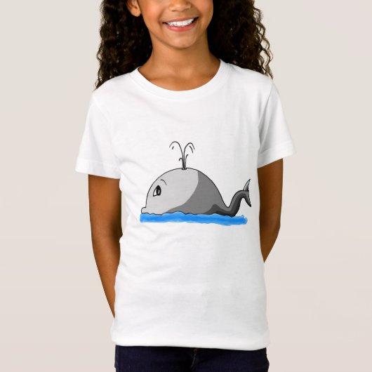Cute Spouting Cartoon Whale T-shirt (Voorkant)