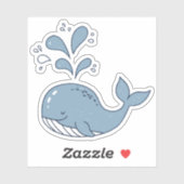 Cute Spouting Whale Motif ID1251 Sticker (Vel)