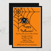 Cute Sprider Halloween Party Invitation Kaart (Voorkant / Achterkant)