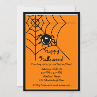 Cute Sprider Halloween Party Invitation Kaart