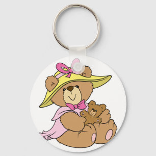 Cute Spring Bonnet Teddy Bear Sleutelhanger