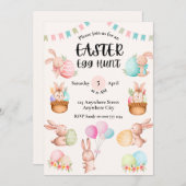 Cute Spring Bunnies Invitation de Pâques (Devant / Derrière)