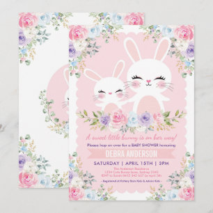 Cute Spring Bunny Baby shower Waterverf Floral Kaart