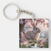 Cute Spring Bunny Butterfly Nature Sleutelhanger (Voorkant)