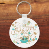 Cute Spring Bunny en Paastuin Sleutelhanger (Voorkant)