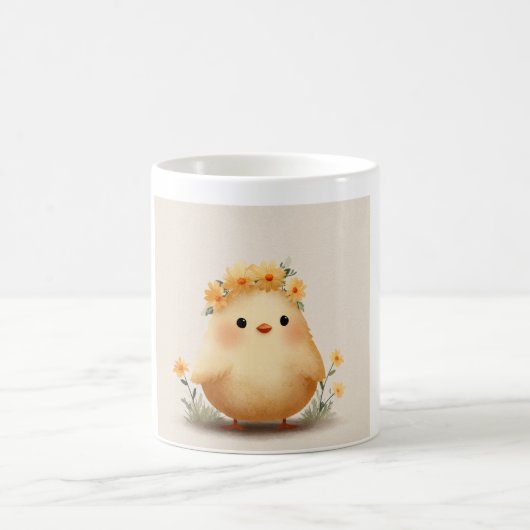 Cute Spring Chick Mug | Daisy Flower Bird Koffiemok (Center)