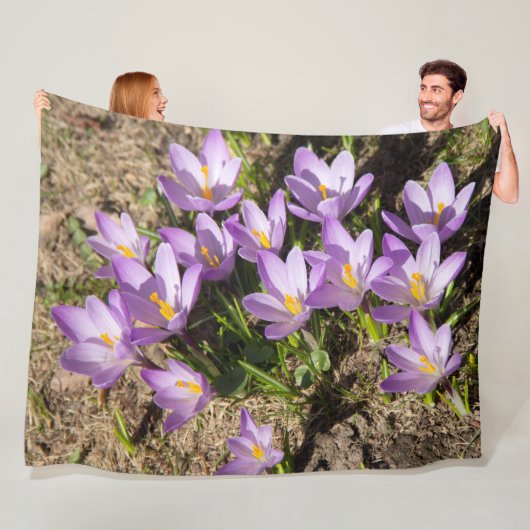 Cute spring crocuses fleece deken (In situ)