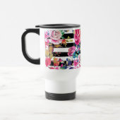 Cute spring floral and stripes waterverf Patroon Reisbeker (Links)