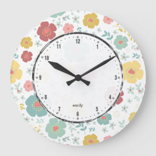 Cute Spring Flowers Pattern Pastel Colors Grote Klok