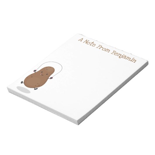 Cute spring potato green cartoon illustration notitieblok (Gedraaid)