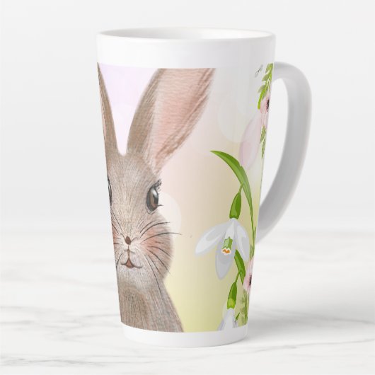 Cute Spring Waterverf Bunny Rabbit Latte Mok (Rechterhoek)