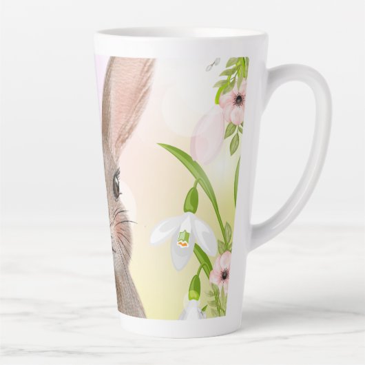 Cute Spring Waterverf Bunny Rabbit Latte Mok (Rechts)
