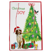 Cute Springer Spaniel Santa Hat en kerstboom Medium Cadeauzakje (Voorkant)