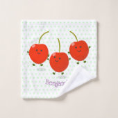 Cute springing red cherries cartoon illustratie bad handdoek (Wasdoekje)