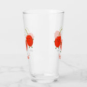 Cute springing red cherries cartoon illustratie glas (Links)