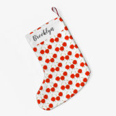 Cute springing red cherries cartoon illustratie kleine kerstsok (Achterkant (Hangend))