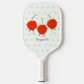 Cute springing red cherries cartoon illustratie pickleball paddle (Achterkant)