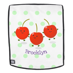 Cute springing red cherries cartoon illustratie rugtassen