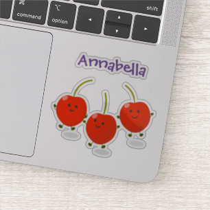 Cute springing red cherries cartoon illustratie sticker