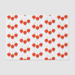 Cute springing red cherries cartoon illustratie tissuepapier