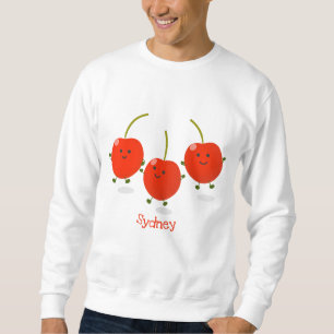 Cute springing red cherries cartoon illustratie trui