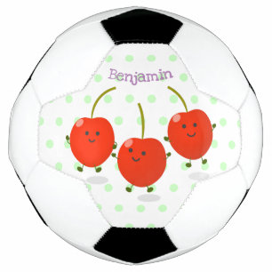 Cute springing red cherries cartoon illustratie voetbal