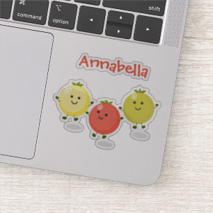 Cute springkerry tomaten cartoon illustratie sticker