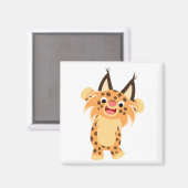Cute Spunky Cartoon Bobcat Magnet Magneet (Voorkant / Achterkant)