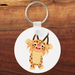 Cute Spunky Cartoon Bobcat Sleutelhanger