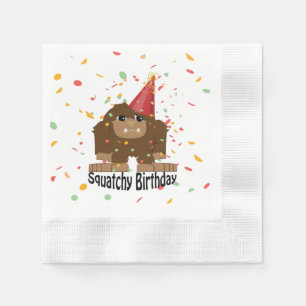 Cute Squatchy Birthday Cartoon Bigfoot Servet