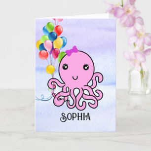 Cute Squid Birthday Persoonlijke naam Leeftijd Oct Kaart