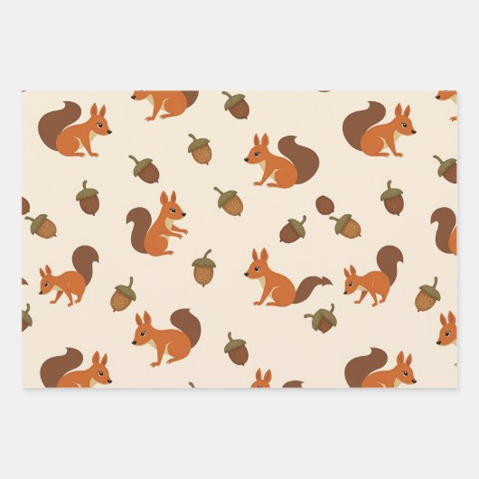 cute squirrel and acorn pattern Wrapping Paper (Voorkant 2)
