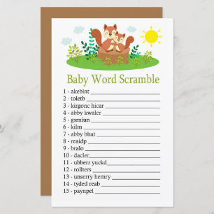 Cute Squirrel Baby word scramble game