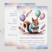 Cute Squirrel Birthday Invitation Woodland Boho Kaart (Voorkant / Achterkant)
