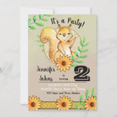 Cute Squirrel Birthday Party Invitation Kaart (Voorkant)
