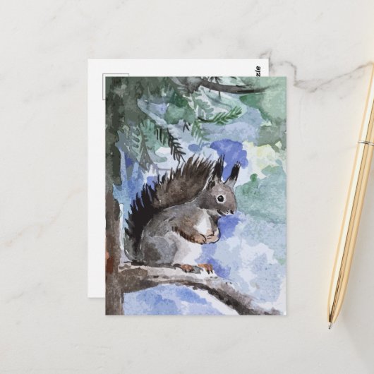 Cute squirrel briefkaart (Voorkant / Achterkant in situ)