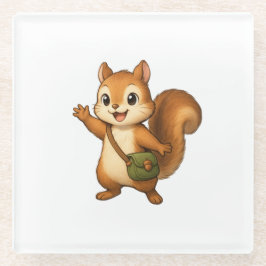 Cute Squirrel Coaster – Okojo and Friends Glazen Onderzetter
