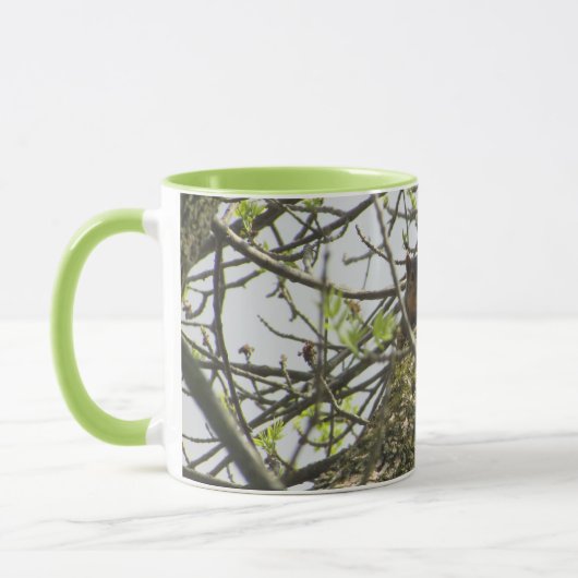 Cute Squirrel Coffee Mug with Lime Green Handle (Gauche)