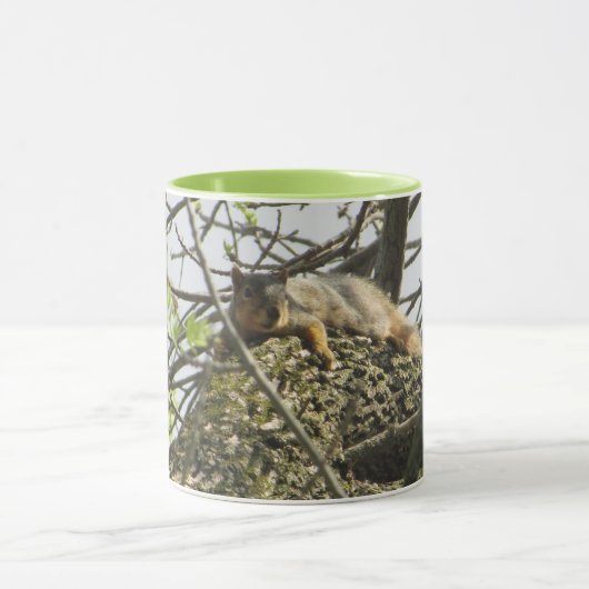 Cute Squirrel Coffee Mug with Lime Green Handle (Centre)