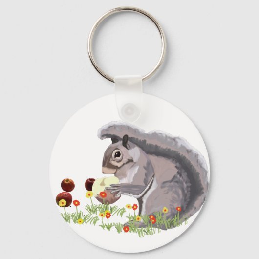 Cute Squirrel die een appel eet Sleutelhanger (Voorkant)