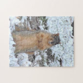 Cute Squirrel die opstaat in de sneeuwwinter Legpuzzel (Horizontaal)