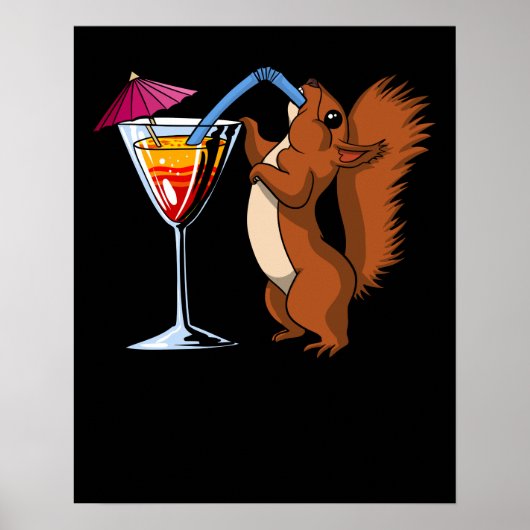 Cute Squirrel Dier Drink Cocktail Party Poster (Voorkant)