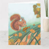 Cute Squirrel eet Hazelnut Illustratie Kaart (Voorkant)