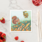 Cute Squirrel eet Hazelnut Illustratie Servet (Insitu)