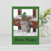 Cute Squirrel Flat Kerstkaart op Groen (Staand voorkant)