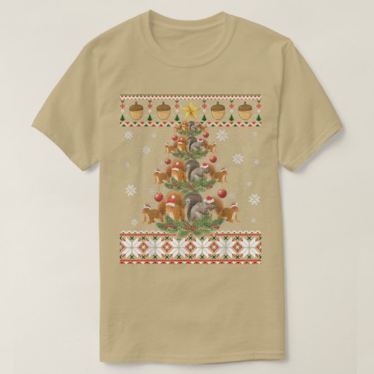 Cute Squirrel kerstboom Gift Decor Ugly Xmas T-shirt (Design voorkant)