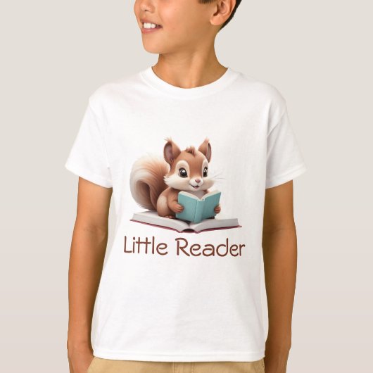 Cute Squirrel Lire un livre T-shirt pour enfants (Devant)