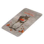 Cute Squirrel met een rode bloem personaliseren Magneet (Linkerzijde)