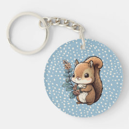 Cute Squirrel met gepersonaliseerd bericht Sleutelhanger